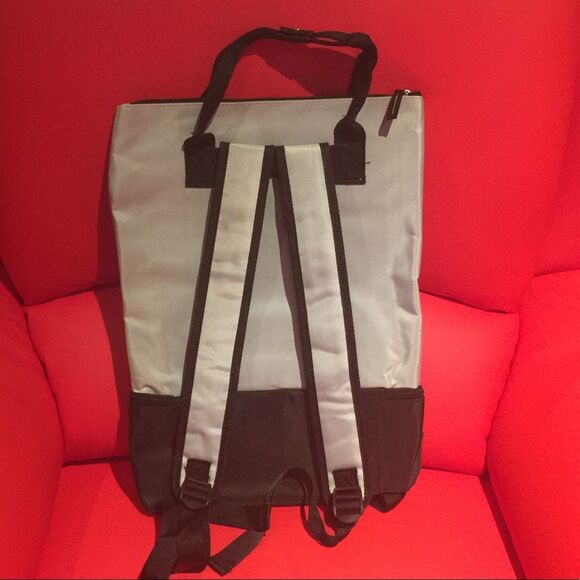Durable Nylon Gray Backpack with shoe compartment.
